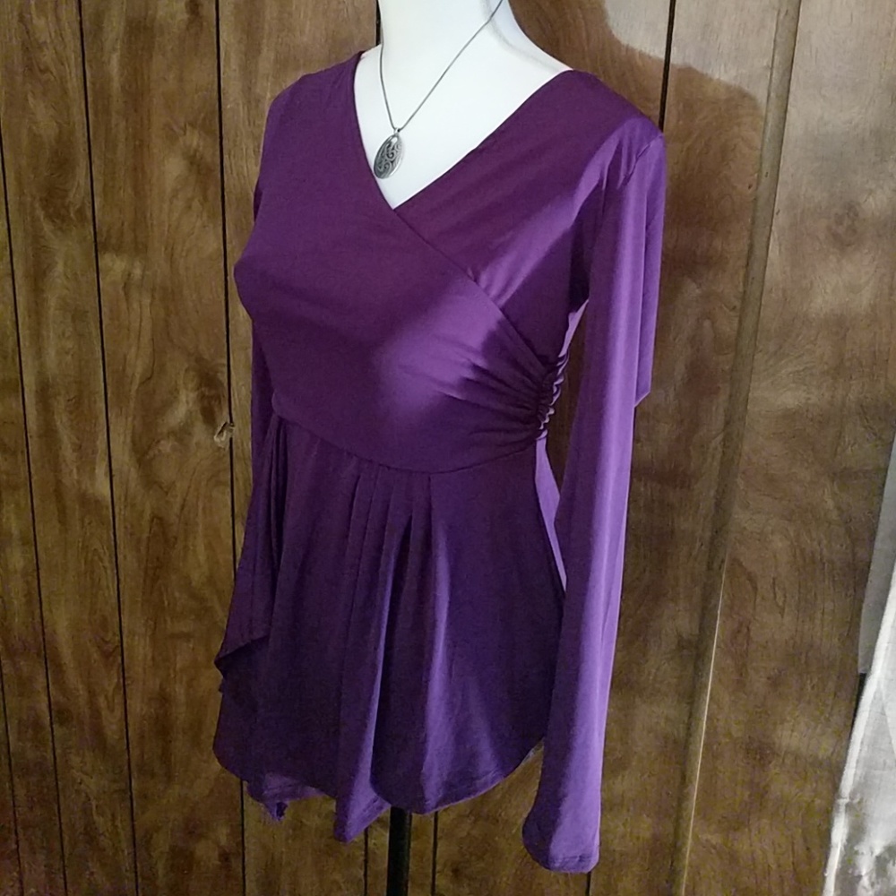 Purple Long Sleeve Flowey Top -Small
